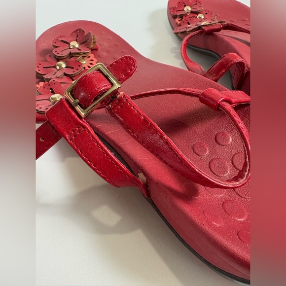 Vionic Julie sandals red size 8 floral ortho thong with straps - Picture 6 of 9
